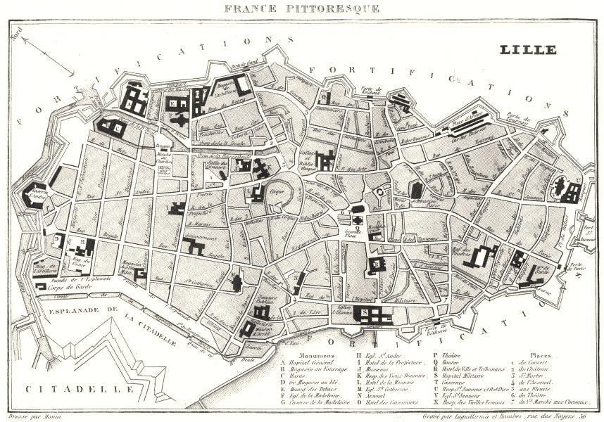 mapa de Lille, cidade velha