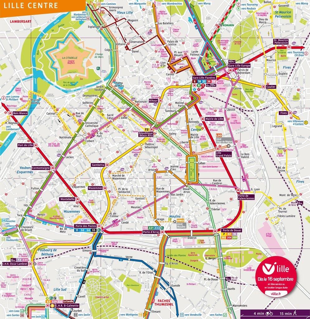 mapa de Lille ônibus