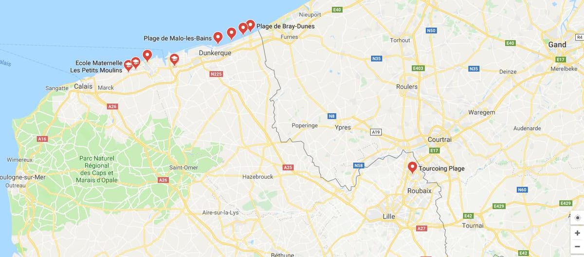 mapa de Lille praia