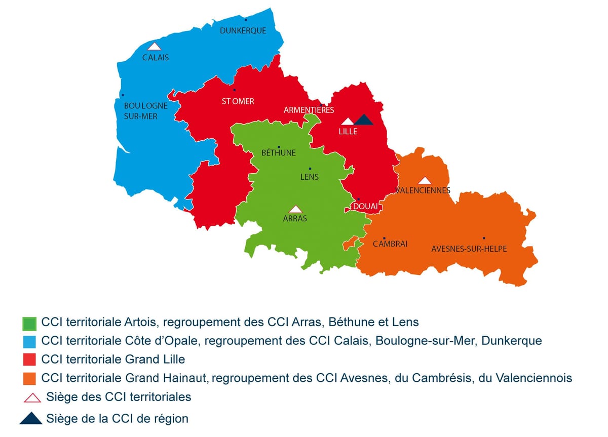 mapa da frança, região de Lille