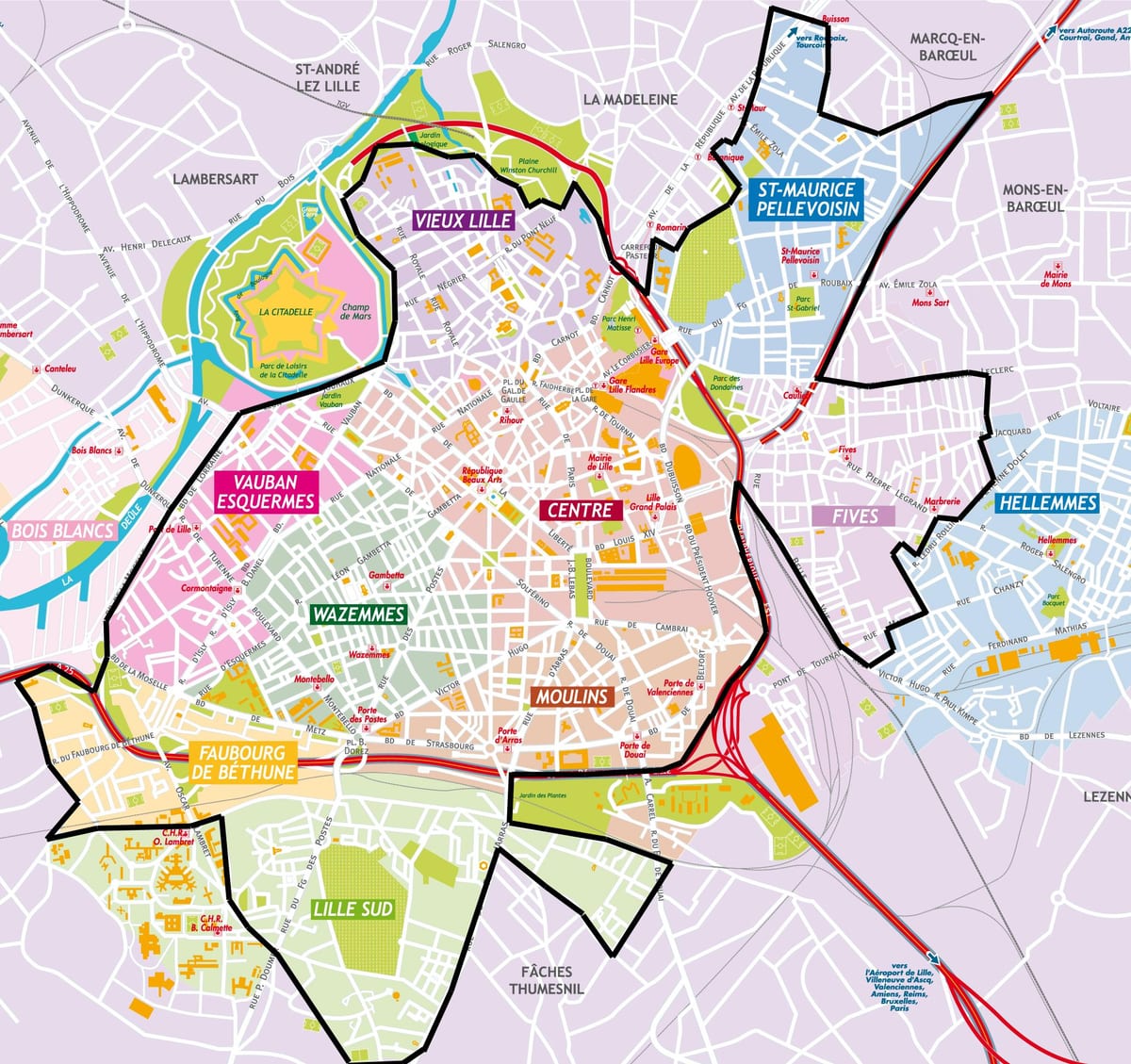 mapa de Lille subúrbio