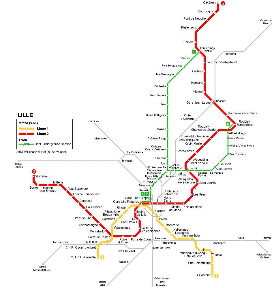 mapa de Lille trem