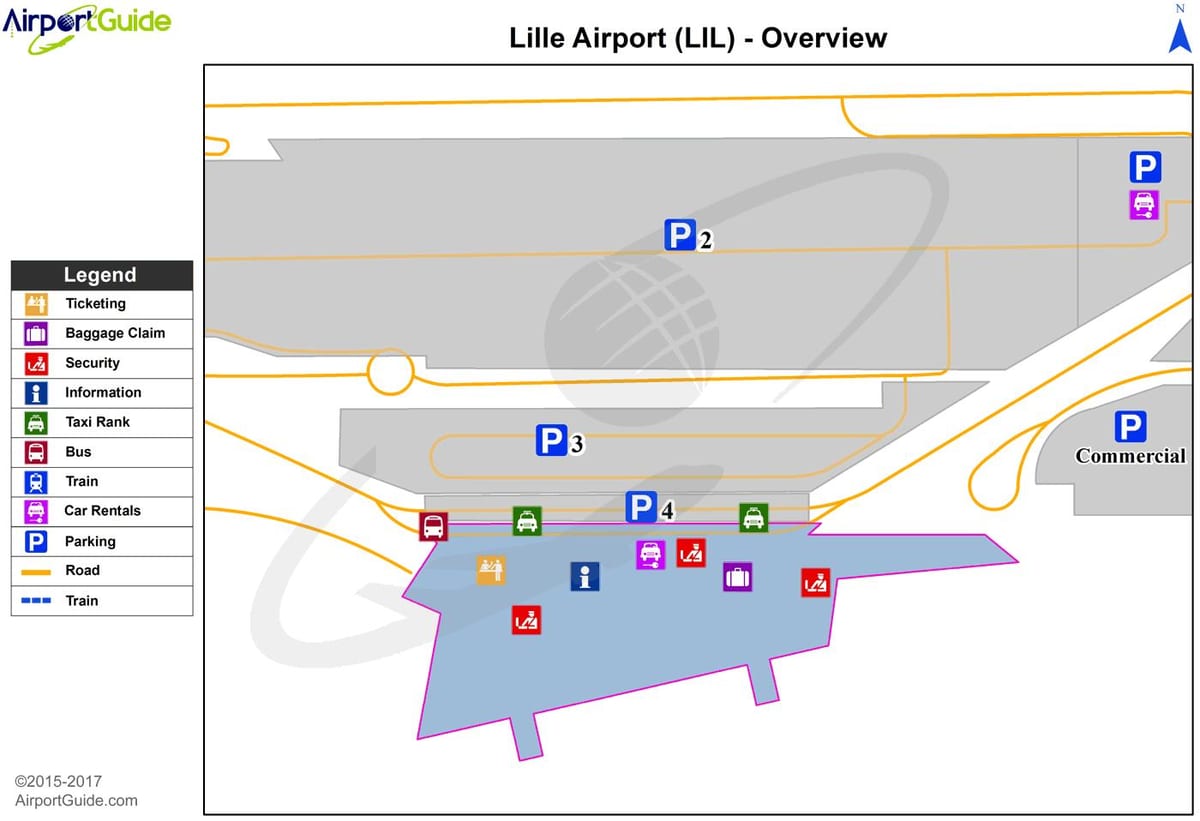 mapa do aeroporto de Lille