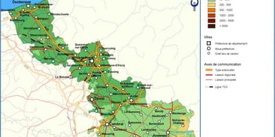 Mapa topográfico de Lille
