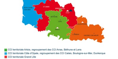 Mapa da frança, região de Lille